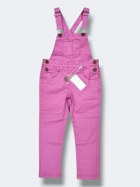 Jamie Kay Jordie Overalls Girls 4 Pink Twill Adjustable Strap NWT Cotton Orchid